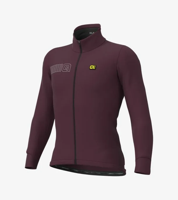Solid Color Block Jacket Burgundy