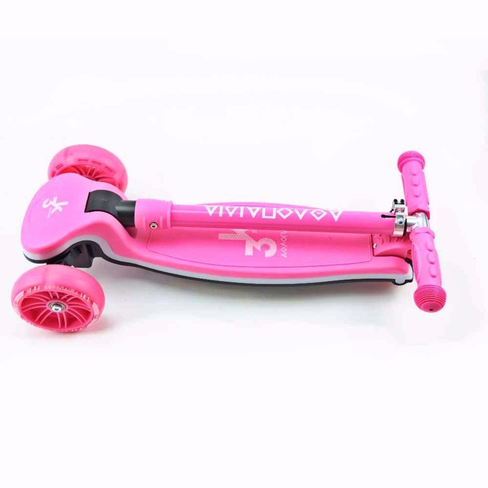 Πατίνι (Scooter) αναδιπλούμενο με φωτιζόμενη βάση και ροδάκια - Φούξια