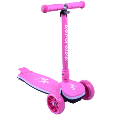 Πατίνι (Scooter) αναδιπλούμενο με φωτιζόμενη βάση και ροδάκια - Φούξια