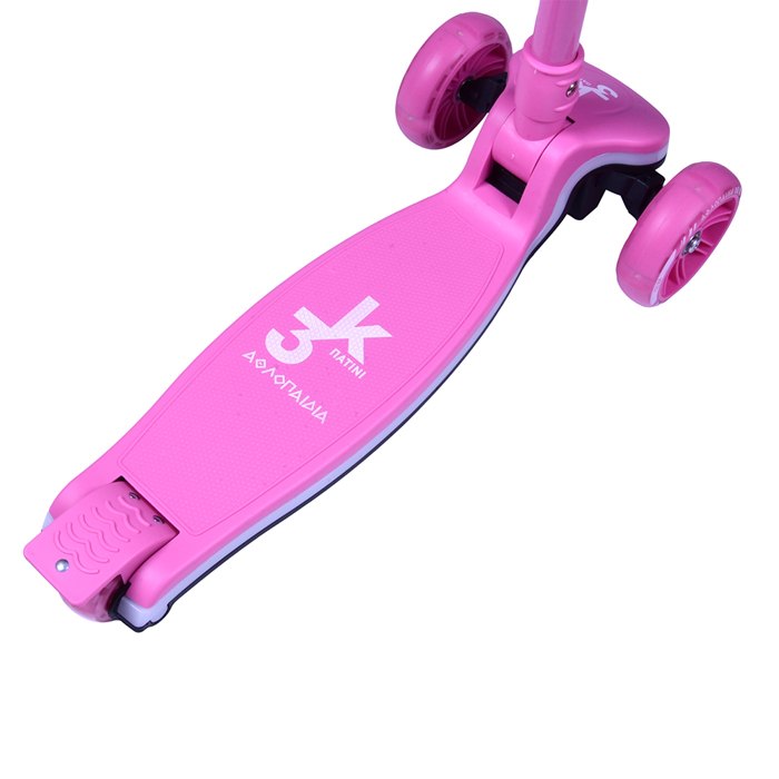 Πατίνι (Scooter) αναδιπλούμενο με φωτιζόμενη βάση και ροδάκια - Φούξια