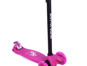 Πατίνι (Scooter) αναδιπλούμενο με φωτιζόμενη βάση και ροδάκια - Φούξια