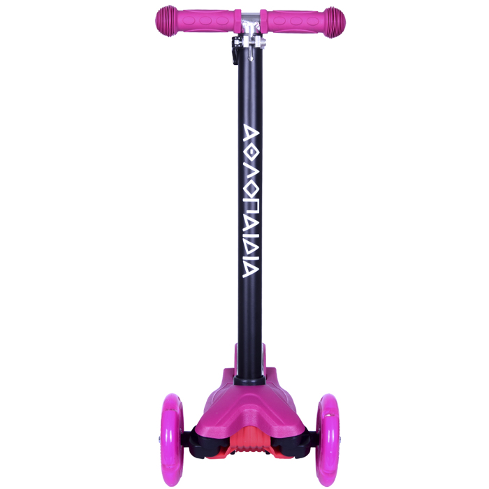 Πατίνι (Scooter) αναδιπλούμενο με φωτιζόμενη βάση και ροδάκια - Φούξια
