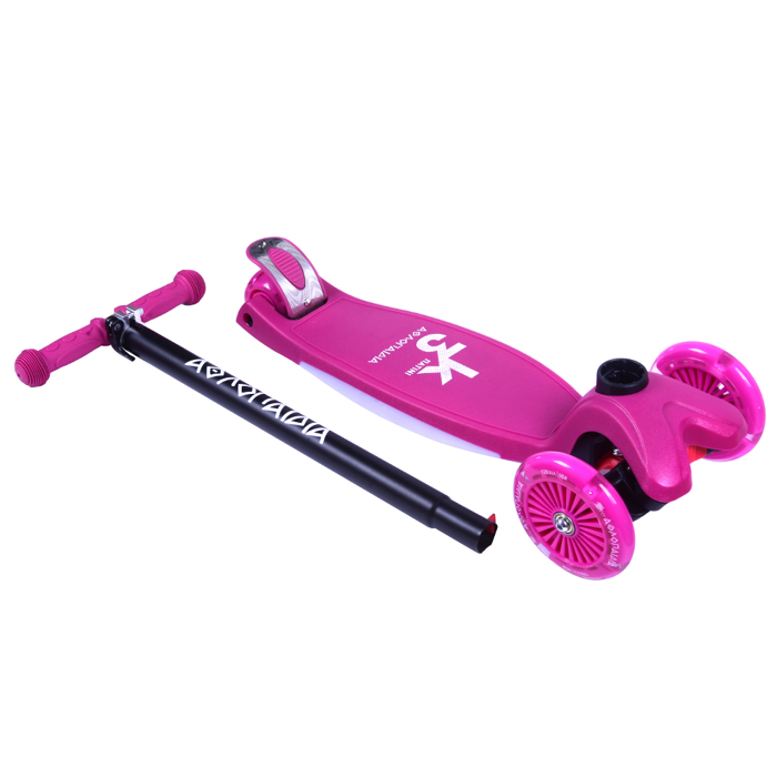 Πατίνι (Scooter) αναδιπλούμενο με φωτιζόμενη βάση και ροδάκια - Φούξια