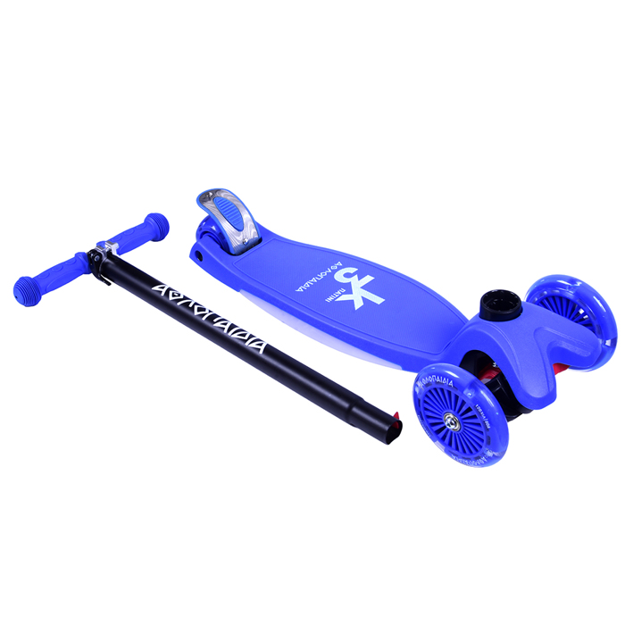 Πατίνι (Scooter) αναδιπλούμενο με φωτιζόμενη βάση και ροδάκια - Μπλε