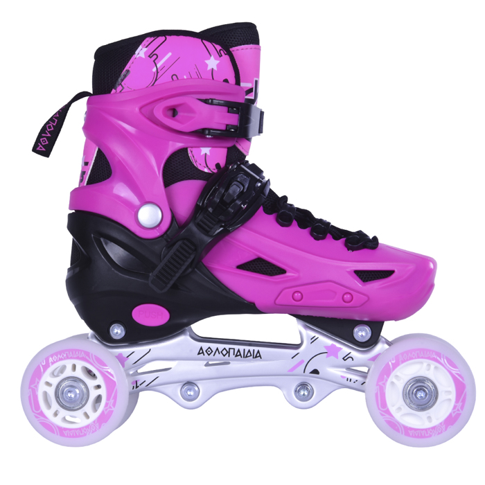 Αυξομειούμενα Πατίνια/Roller Skates/Παγοπέδιλα 3 σε 1 - Ροζ