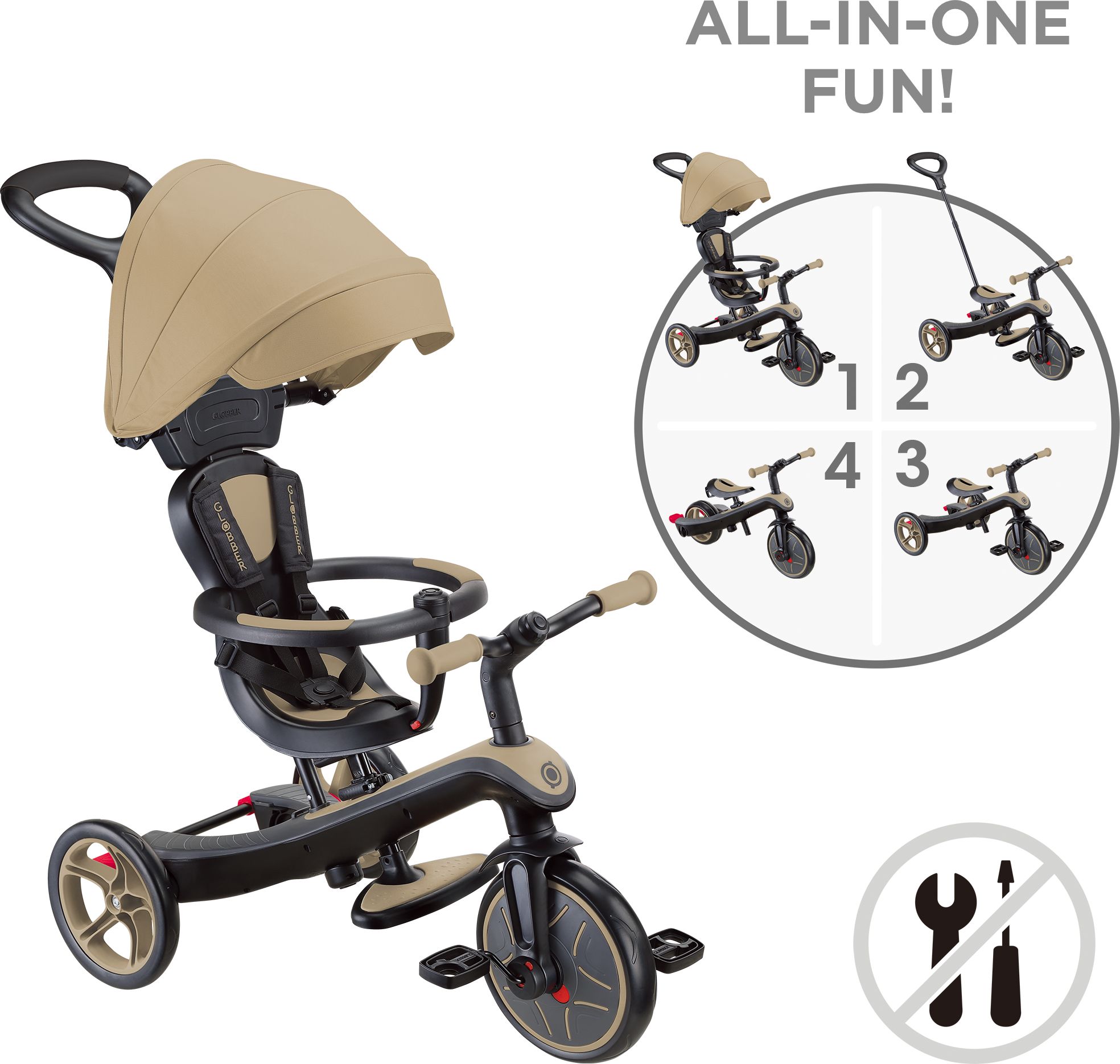 Τρίκυκλο Globber Trike Explorer 4 σε 1 Μπεζ